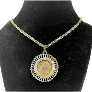 1951 90% Pure Silver Quarter Pendant on 24" Silver-Tone Chain ~ Circulated Coin